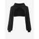 Women's One Button Drop Shoulder Super Crop Hooded Shrug Cardigan